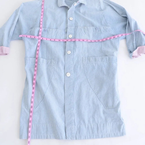 Vintage Green Village Blue Chambray Button Down Jacket 40 - Picture 5 of 16